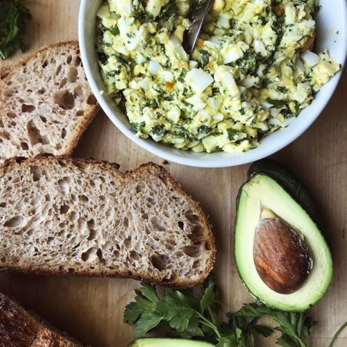 egg herb salad with bread