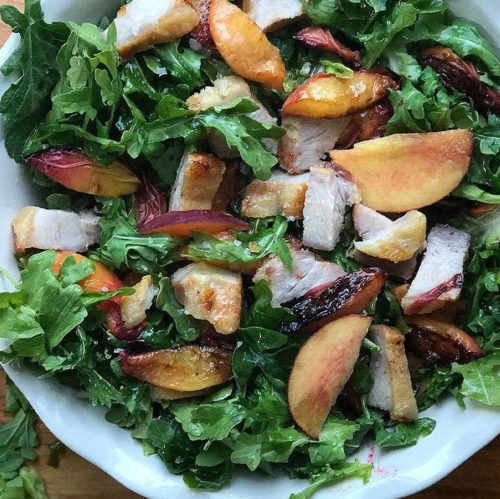 pork belly salad with peaches