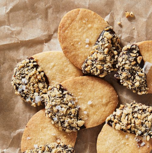 CHOCOLATE DIPPED PEANUT BUTTER SHORTBREAD COOKIES