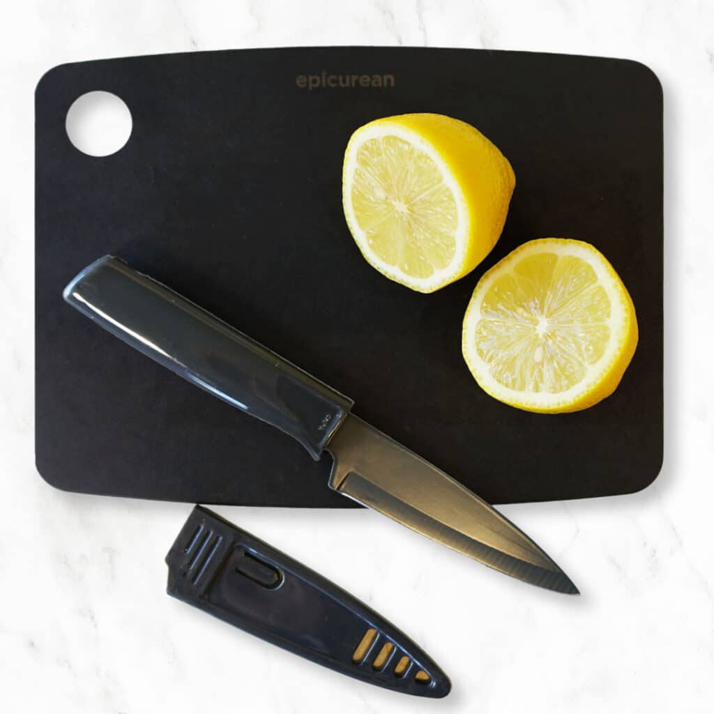 Epicurean cutting board, Kuhn Rikon knife