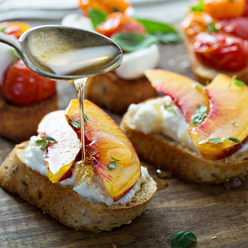 Grilled Peach Whipped Crostini